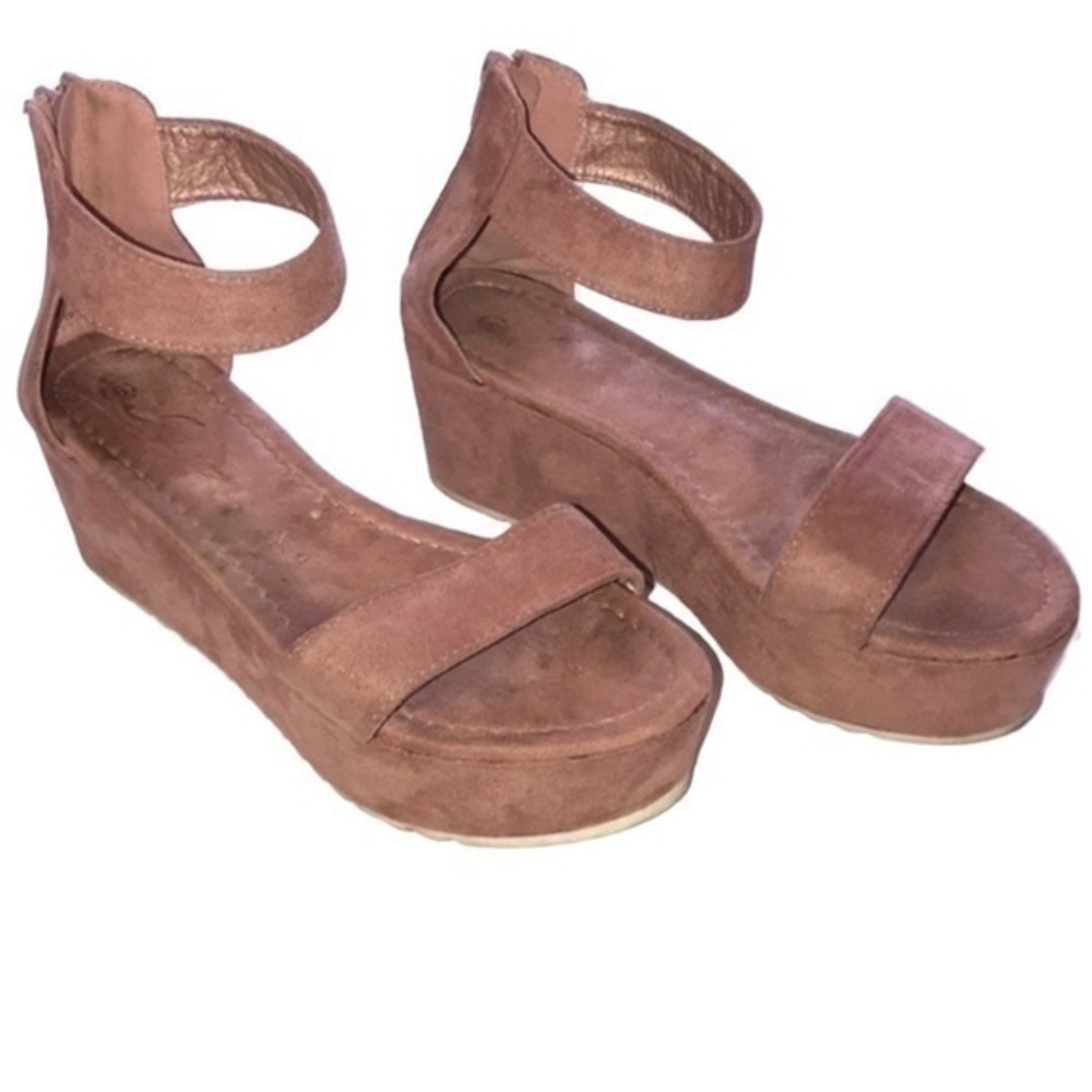 Dark Pink Suede Platform Sandal